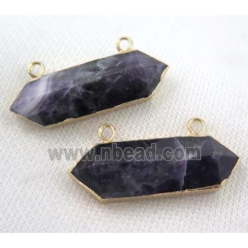 amethyst bullet pendant, faceted, gold plated