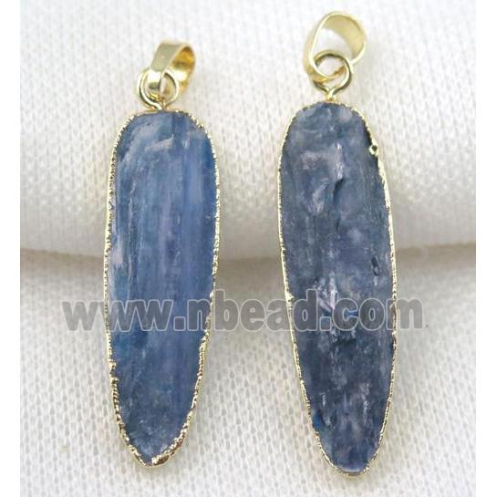 blue Kyanite teardrop pendant, gold plated