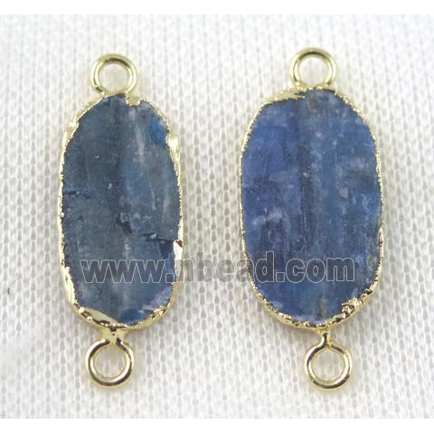 blue Kyanite oval connector, gold plated