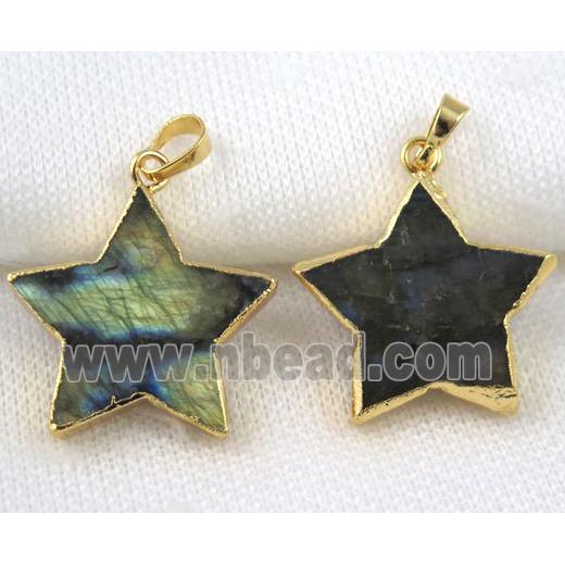 Labradorite star pendant, gold plated
