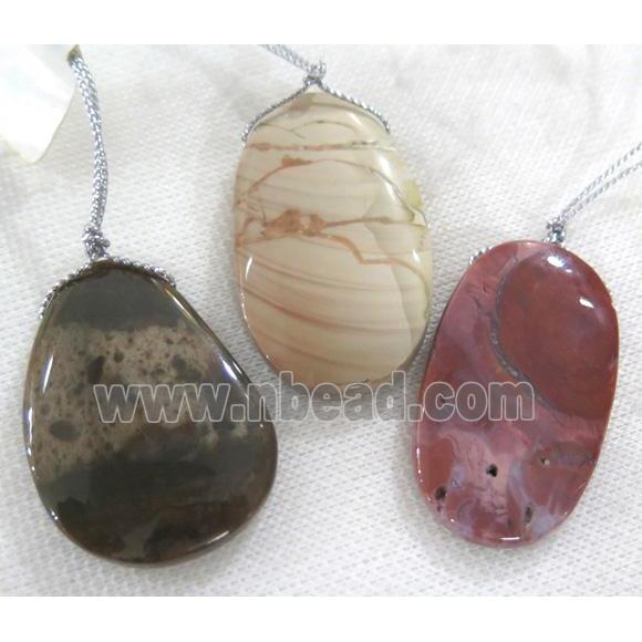 mix gemstone slab pendant, freeform, mix color