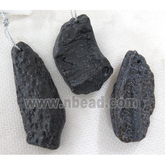 black lava stone pendant, freeform