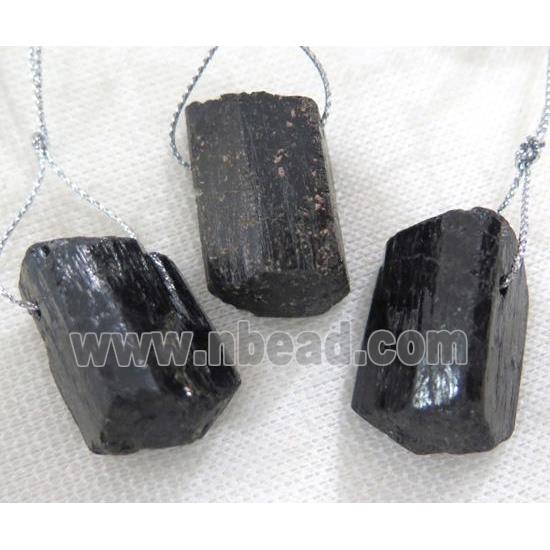 black tourmaline nugget pendant, freeform