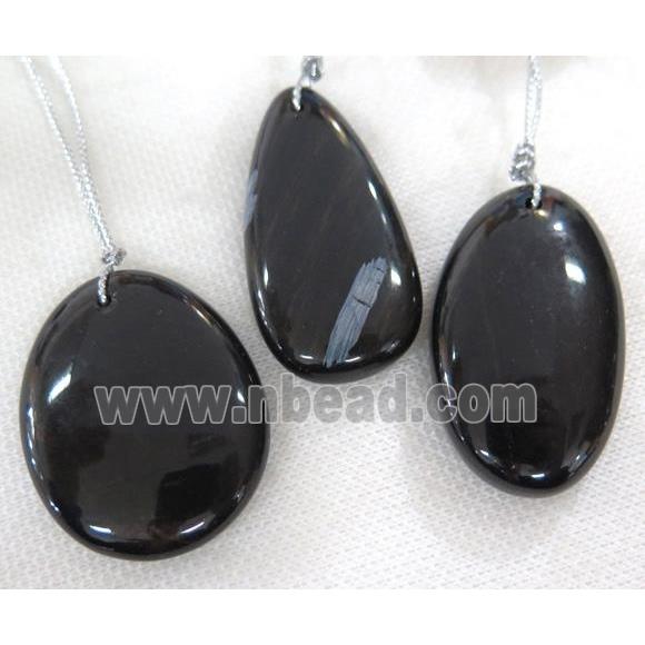 black jasper pendant, freeform