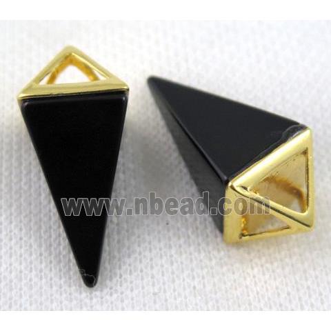 black onyx agate pendulum pendant, gold plated