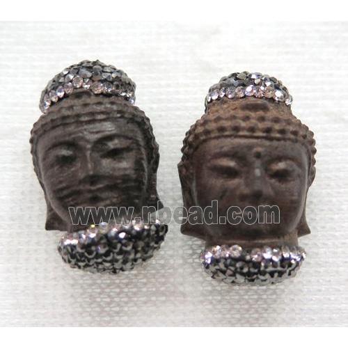 Sandalwood buddha beads pave rhinestone