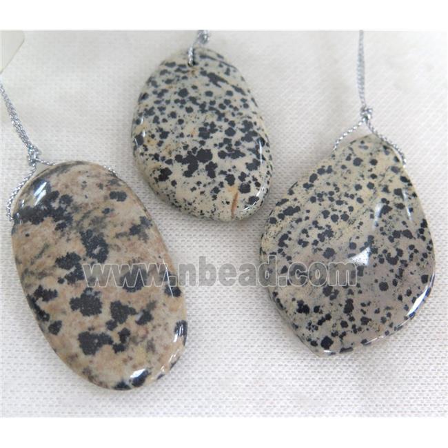 black spotted dalmatian jasper pendant, freeform