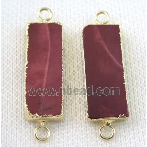 Mookaite connector, rectangle, gold plated