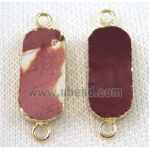 Mookaite connector, oval, gold plated