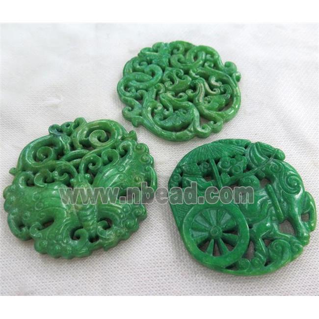 henan jade pendant, flat round, green