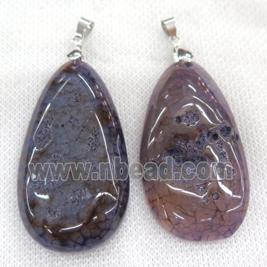 Rock Agate teardrop pendant, purple