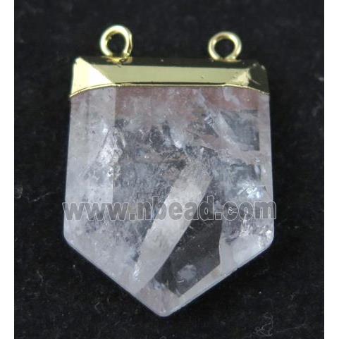clear quartz pendant, bullet, gold plated
