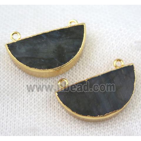 Labradorite pendant, moon shaped, gold plated