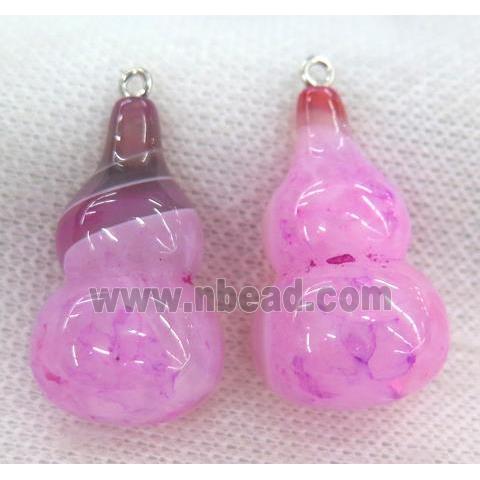 hotpink agate gourd pendant
