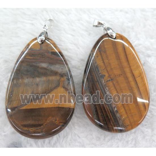 Iron Tiger eye stone pendant, teardrop