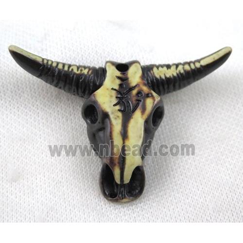 resin cattle head pendant, black