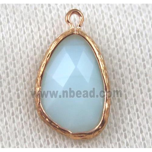 crystal glass teardrop pendant, gold plated