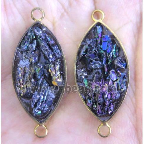 rainbow Lava stone paved connector, horse-eye, gold plated