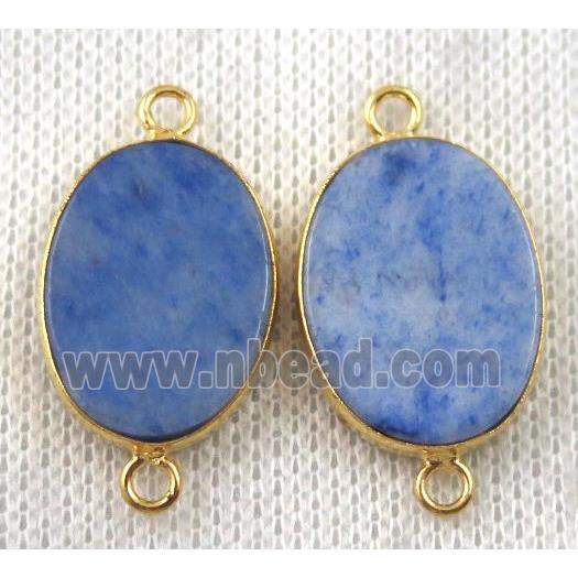 blue sodalite connector, oval, gold plated