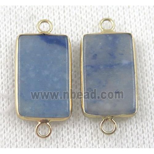 blue Sodalite rectangle connector, dye, gold plated