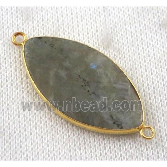 Labradorite Marquise connector, horse-eye, gold plated