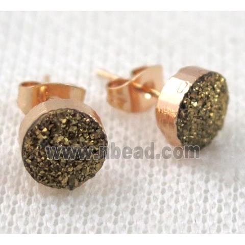 golden druzy agate earring studs