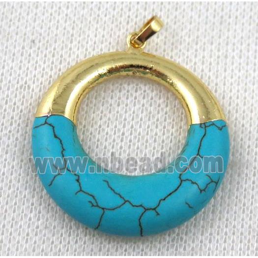 blue Turquoise GoGo pendant, gold plated