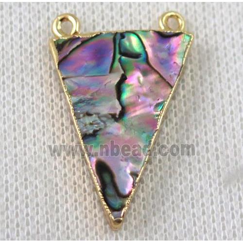 paua abalone shell pendant, triangle, gold plated