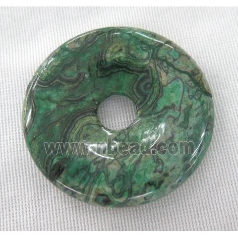 green picture jasper donut pendant