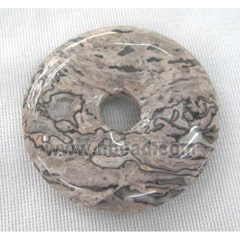 gray picture jasper donut pendant