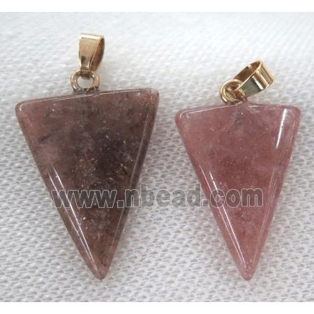strawberry quartz pendant, triangle