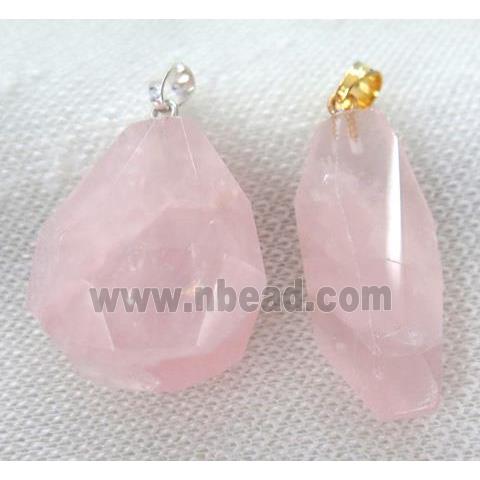 rose quartz pendant, freeform