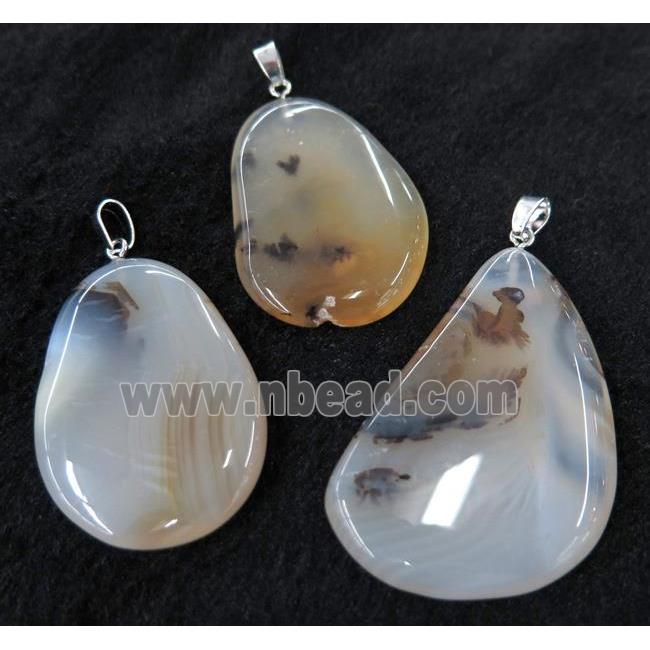 Heihua Agate slice pendant, freeform