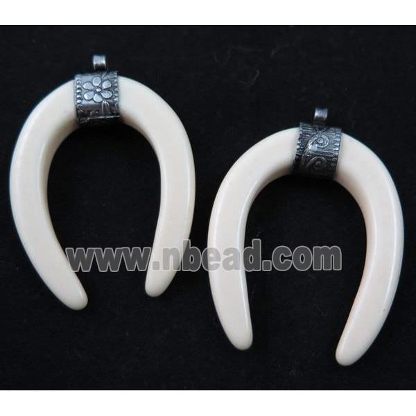 white resin horn pendant