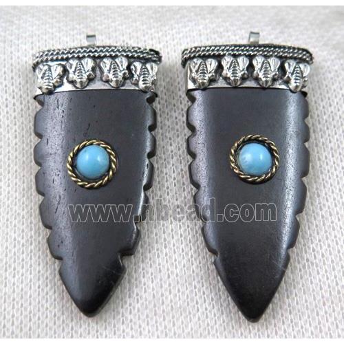 black bone arrowhead pendant