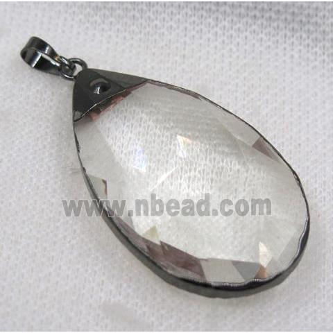 glass crystal pendant, black plated