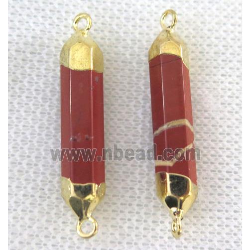 Red Jasper Bullet Connector, gold plated
