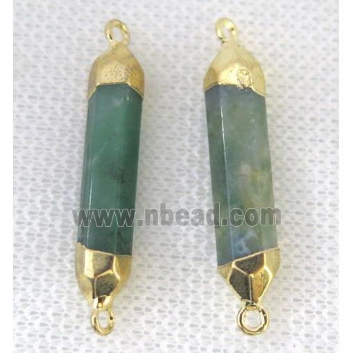 Indian Agate bullet connector, gold plated, green