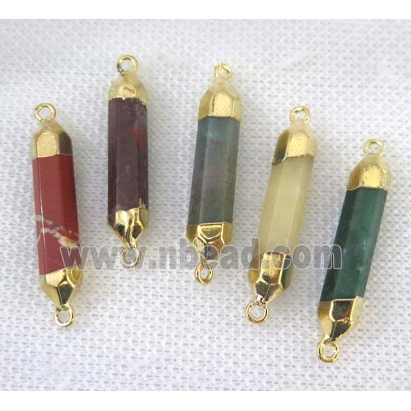 mix gemstone bullet connector, gold plated
