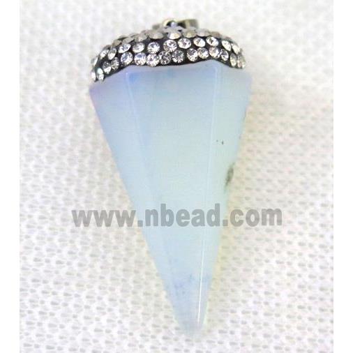 white opalite pendulum pendant paved rhinestone