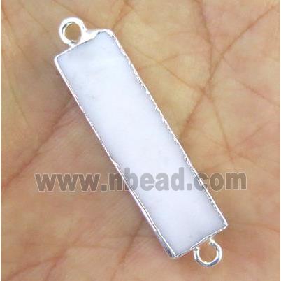 white Porcelain connector, rectangle, silver plated