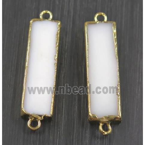 white Porcelain connector, rectangle, gold plated