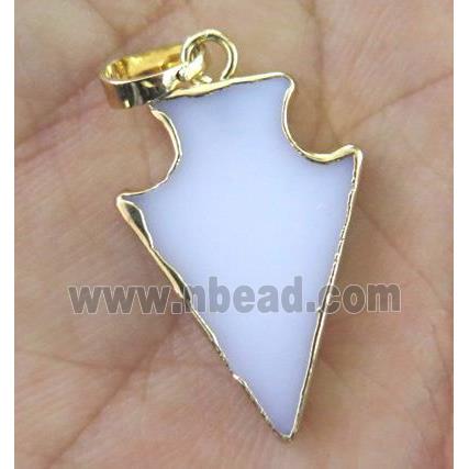 white Porcelain arrowhead pendant, gold plated