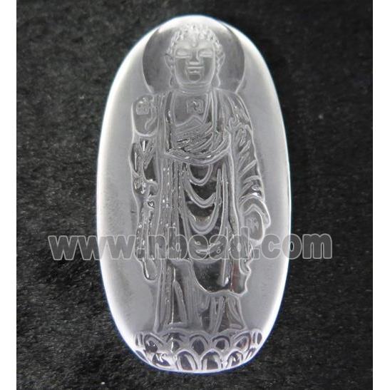 white crystal quartz buddha pendant, frosted