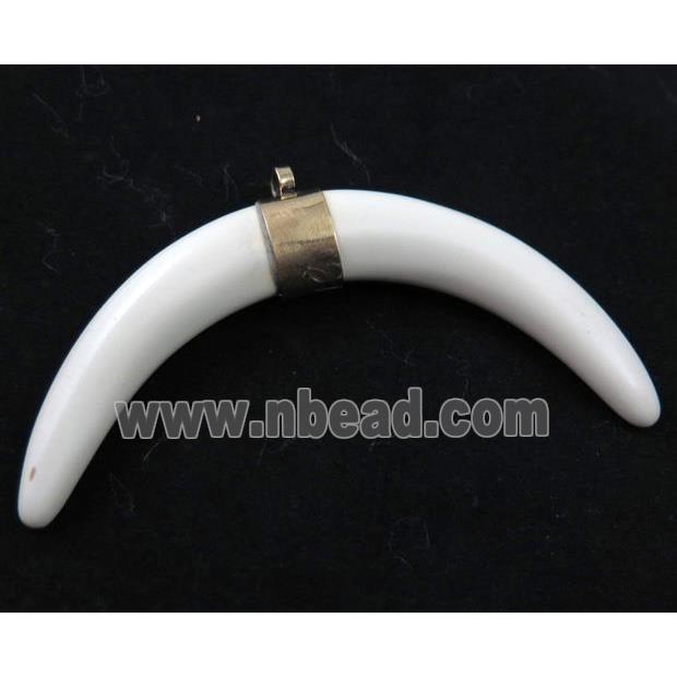 white resin crescent horn pendant