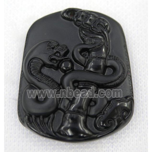 black Obsidian pendant, Chinese Zodiac Snake