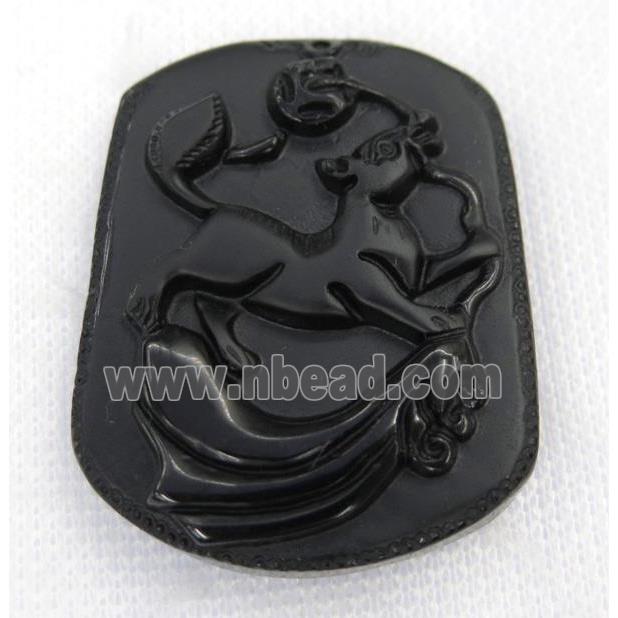 black Obsidian pendant, Chinese Zodiac Dog