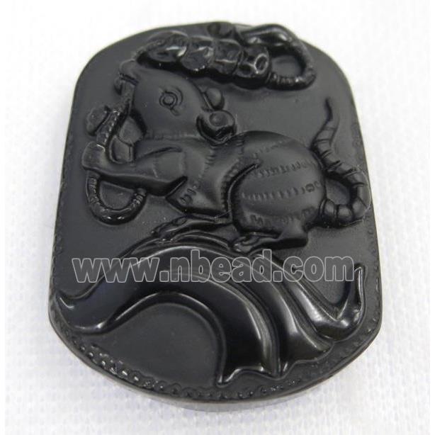 black Obsidian pendant, Chinese Zodiac Rat