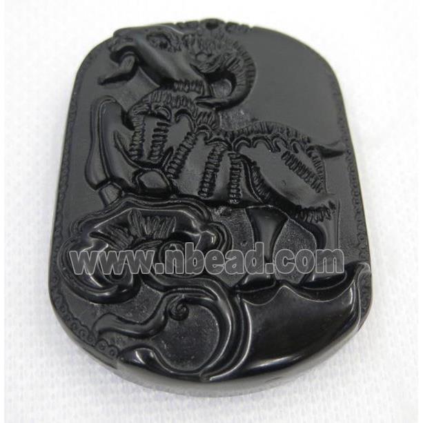 black Obsidian pendant, Chinese Zodiac Sheep