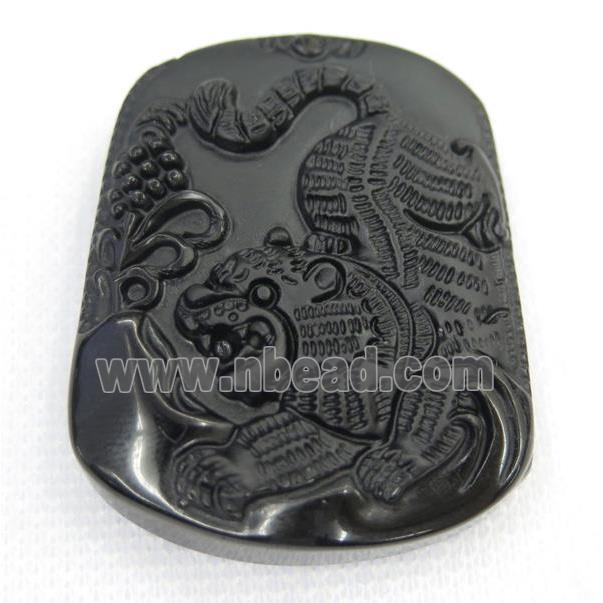 black Obsidian pendant, Chinese Zodiac Tiger